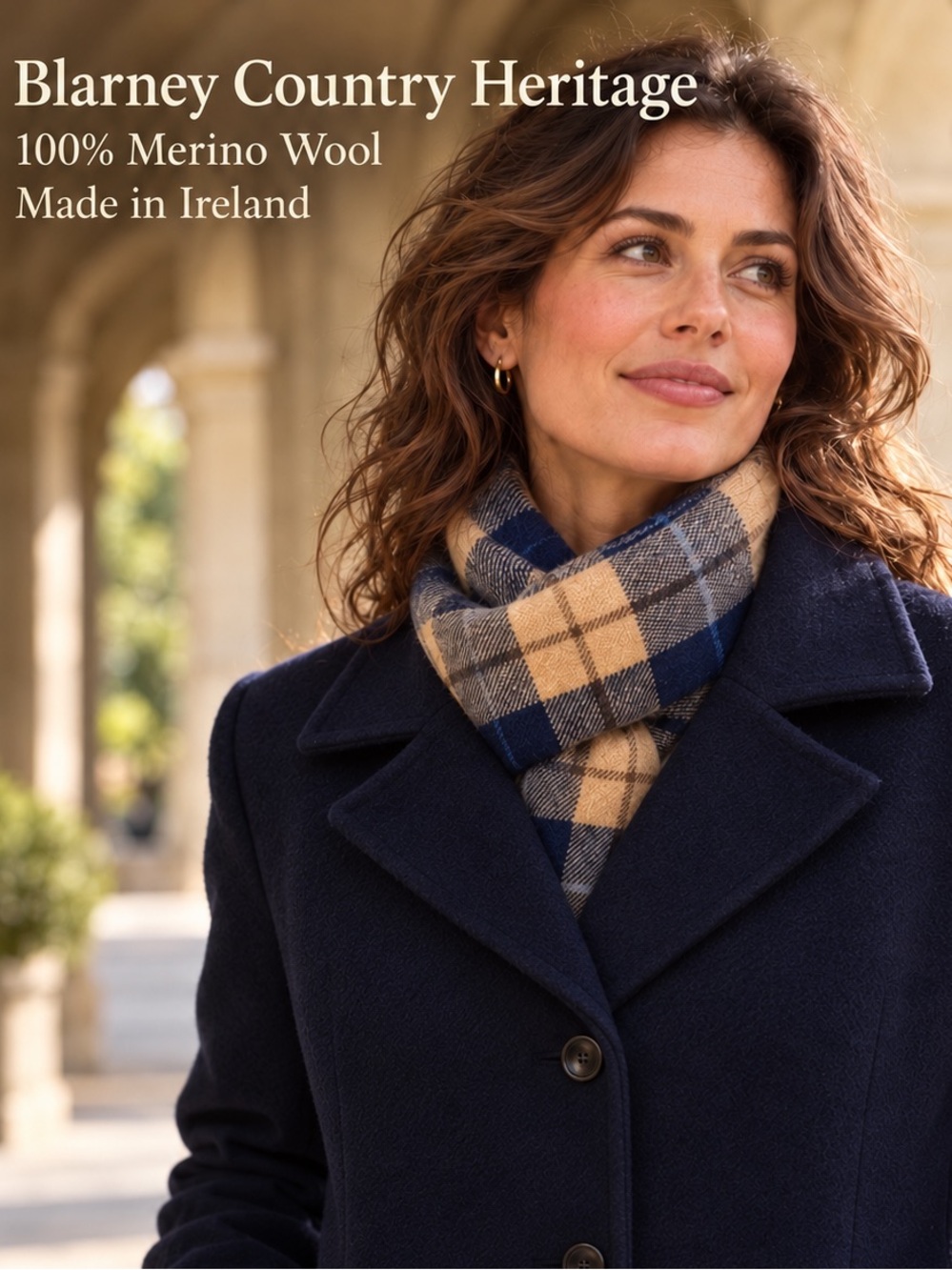 Blarney Merino Wool Plaid Scarf Made in Ireland Preppy -Heritage Old Money